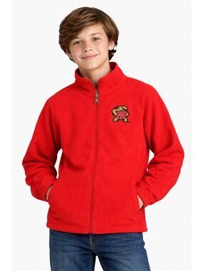 New Pro Edge Maryland Terrapins Fleece Jacket Red Full Zip Logo Youth 8/10